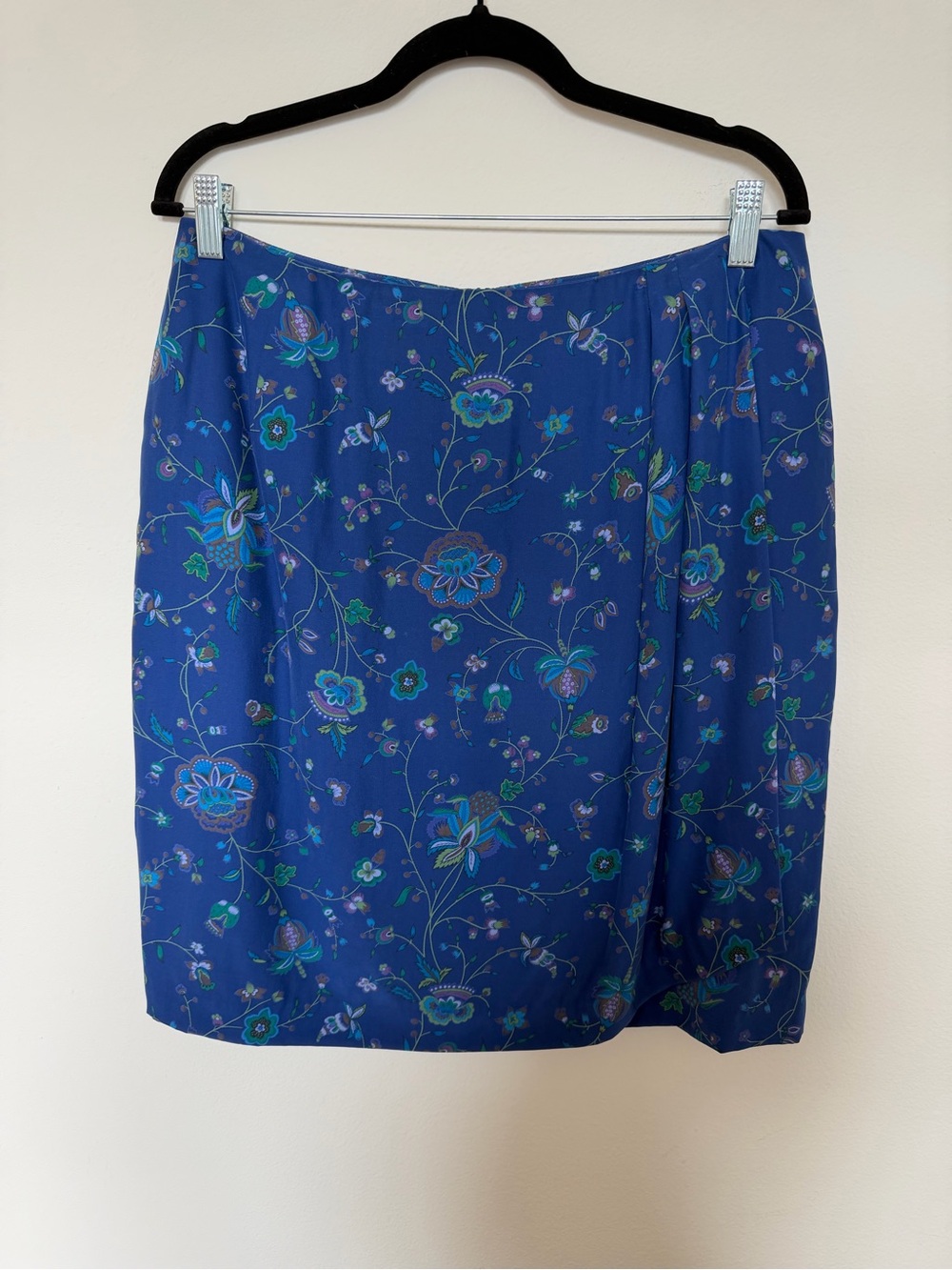 Liz Claiborne Silk Cobalt Blue Floral Skirt Size Large 14 /16